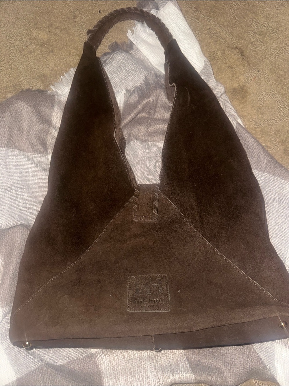 Haute Hippie Dark Brown Suede Hobo Bag - Picture 2 of 5